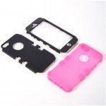 Wholesale iPhone 5 5S Hard Hybrid Case (Black-Hot Pink)